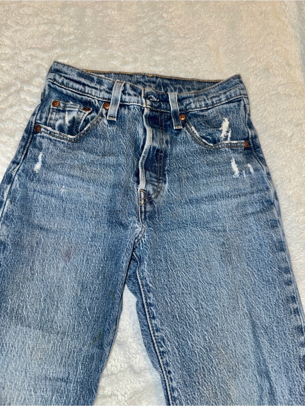 Worn Blue 501 Levi’s Size 23Wx28L - Picture 2 of 9